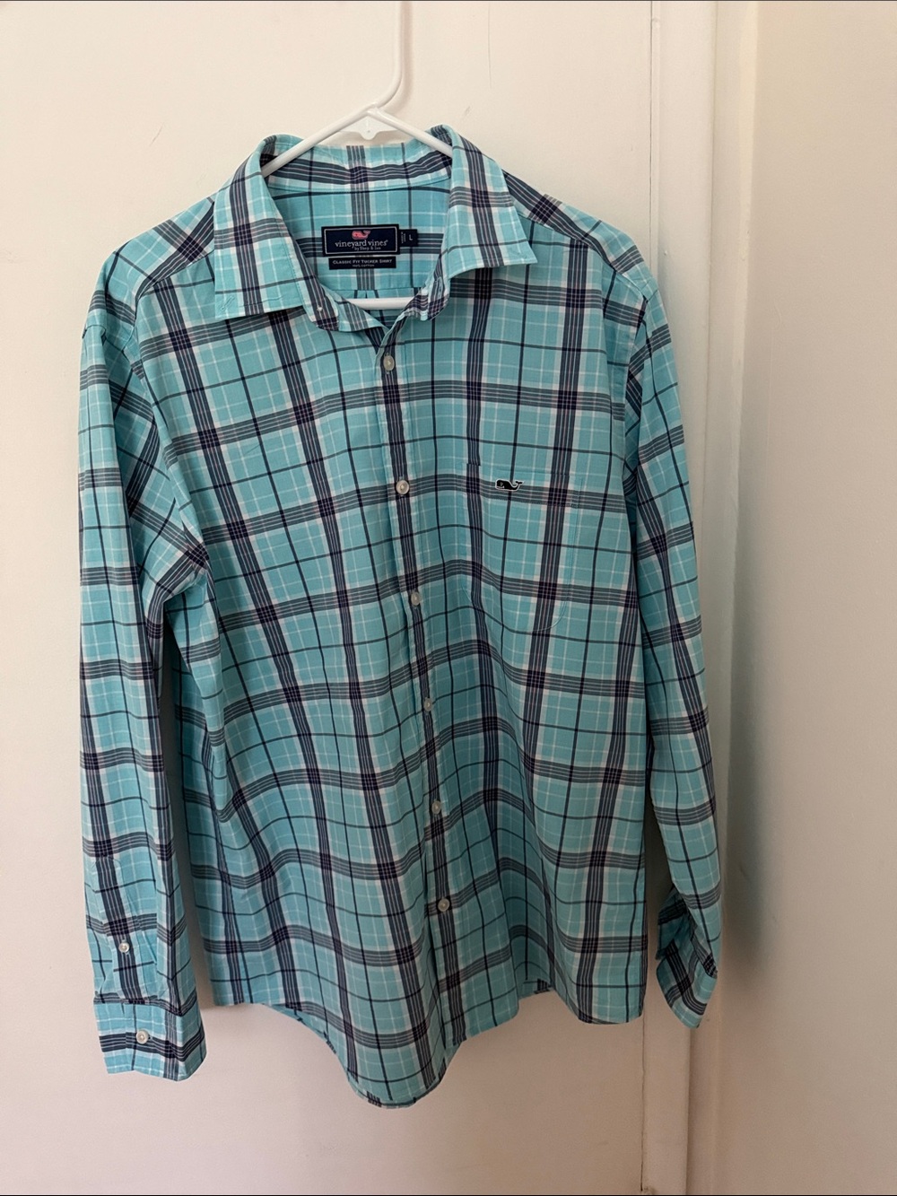 Vineyard Vines Plaid Button-Down Shirt - Aqua and Navy